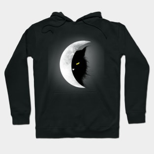 Black Cat Moon Halloween Scary Yellow Eyes Hoodie